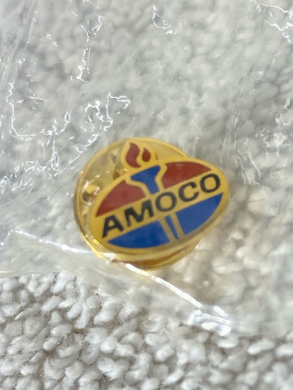 5/$35 Vintage Amoco Gas Oil Petroleum Refinery Logo Sealed Travel Lapel Pin